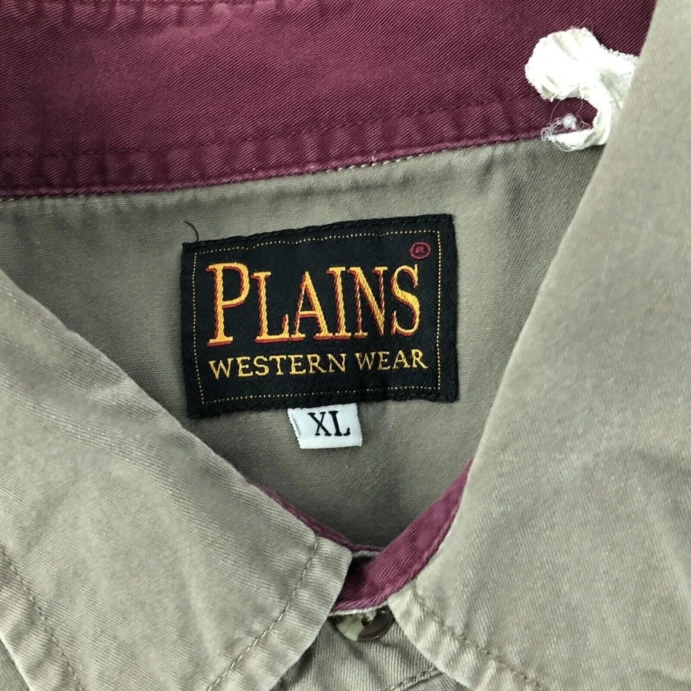 Plains Western‎ Wear Rodeo Cowboy Shirt Men's XL Pearl Snaps Rancher Farm
